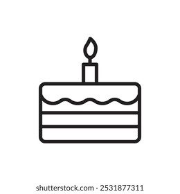 Birthday cake icon Simple thin outline