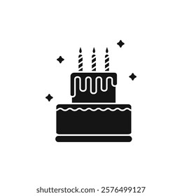 Birthday cake icon Simple thin line flat symbol