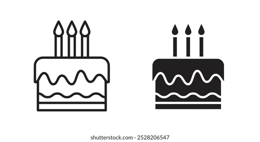 Birthday cake icon in solid and stroke style.