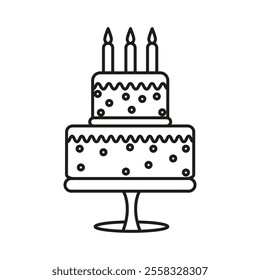 Birthday cake Icon Symbol mark in Outline style