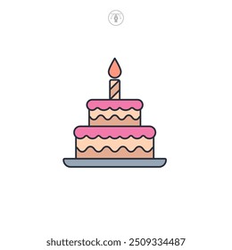 Birthday Cake icon symbol vector illustration isolated on white background