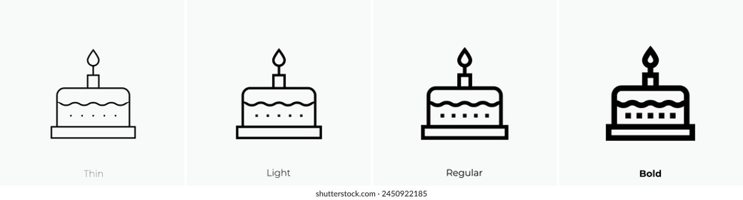birthday cake icon. Thin, Light Regular And Bold style design isolated on white background