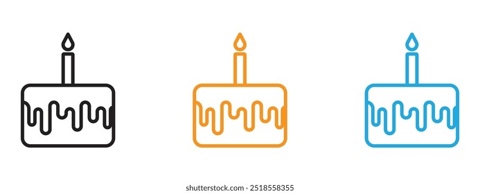 Birthday cake icon Thin line illustration set