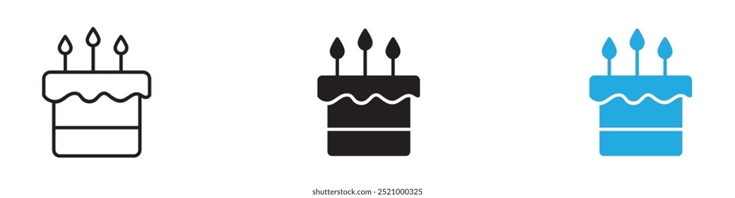 Birthday cake icon thin line illustration