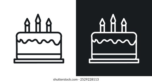 Birthday cake icon in Thin line black color. flat simple vector symbols illustration.