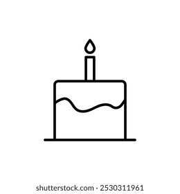 Icono de pastel de cumpleaños Arte de línea delgada aislado