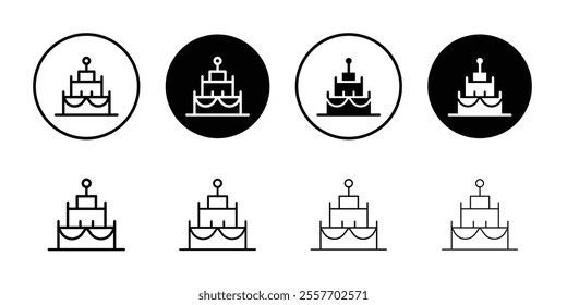 Birthday cake icon Thin line illustration set