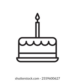 Birthday cake icon Thin line art collection