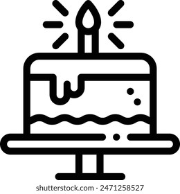 birthday cake icon. Thin Linear Style Design Isolated On White Background