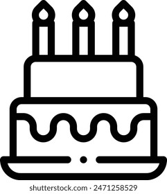 birthday cake icon. Thin Linear Style Design Isolated On White Background