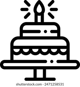 birthday cake icon. Thin Linear Style Design Isolated On White Background