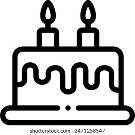 birthday cake icon. Thin Linear Style Design Isolated On White Background