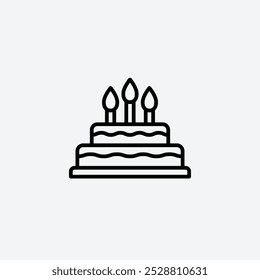 Birthday cake icon in tree different line stroke sizes.