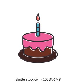 birthday cake icon in trendy flat design 