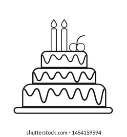 birthday cake icon in trendy flat design – vector