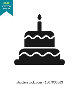 birthday cake icon in trendy flat style 