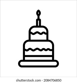 birthday cake icon in trendy flat design, on white background