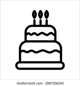 birthday cake icon in trendy flat design, on white background