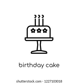 birthday cake icon. Trendy modern flat linear vector birthday cake icon on white background from thin line Birthday and Party collection, outline vector illustration