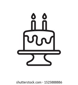 Birthday cake icon in trendy outline style design. Vector graphic illustration. Suitable for website design, logo, app, and ui. Editable vector stroke. EPS 10.