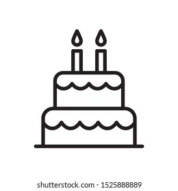 Birthday cake icon in trendy outline style design. Vector graphic illustration. Suitable for website design, logo, app, and ui. Editable vector stroke. EPS 10.