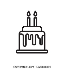 Birthday cake icon in trendy outline style design. Vector graphic illustration. Suitable for website design, logo, app, and ui. Editable vector stroke. EPS 10.