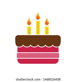 Birthday cake icon vector. Birth cake vector illustration. Flat design style on white background.