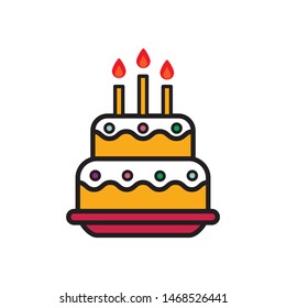 Birthday cake icon vector. Birth cake vector illustration. Flat design style on white background.