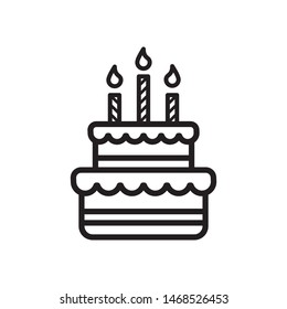 Birthday cake icon vector. Birth cake vector illustration. Flat design style on white background.