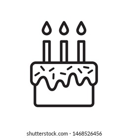 Birthday cake icon vector. Birth cake vector illustration. Flat design style on white background.