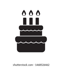 Birthday cake icon vector. Birth cake vector illustration. Flat design style on white background.