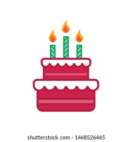 Birthday cake icon vector. Birth cake vector illustration. Flat design style on white background.