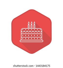 Birthday Cake Icon. Vector Button. Eps