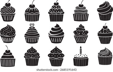 Birthday cake icon vector collection