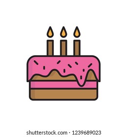 birthday cake icon vector design. bakery icon with fill outline style