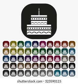 birthday cake icon. icon. vector design, set of colored buttons