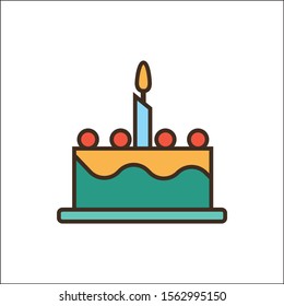 Birthday cake icon vector, filled flat sign, illustration