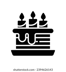 birthday cake icon. vector glyph icon for your website, mobile, presentation, and logo design.