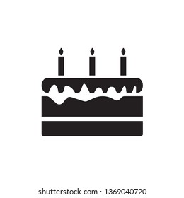 Birthday cake icon vector illustration. Happy birthday. Cake for birthday celebration with three candles.