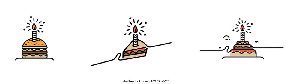 Birthday cake icon vector illustration. Happy birthday. Cake for birthday celebration with candles.