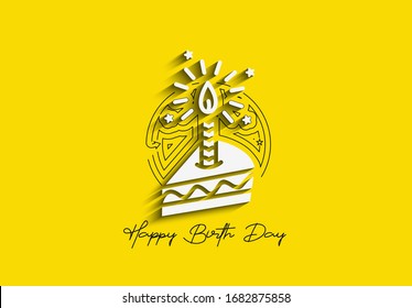 Ilustración vectorial de icono de pastel de cumpleaños. Feliz cumpleaños. Pastel para la celebración de cumpleaños con velas.
