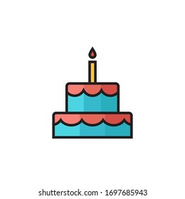 icono de pastel de cumpleaños ilustración vectorial relleno diseño de estilo de esquema. aislado sobre fondo blanco