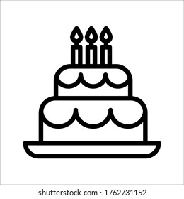 Birthday cake icon vector illustration. Happy birthday. Cake for birthday celebration with candles. eps 10
