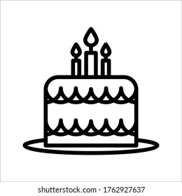 Ilustración vectorial de icono de pastel de cumpleaños. Feliz cumpleaños. Pastel para la celebración de cumpleaños con velas. Pasos 10
