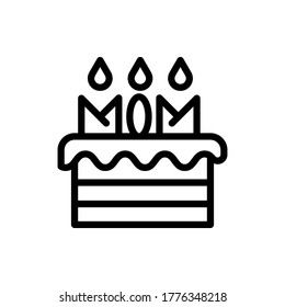 estilo de contorno de icono de tarta de cumpleaños