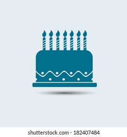 birthday cake icon, vector illustration. Flat design style 