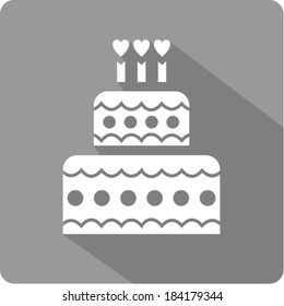 birthday cake icon, vector illustration. Flat design style 