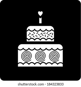 birthday cake icon, vector illustration. Flat design style 