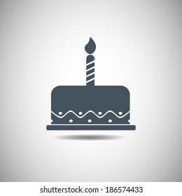 birthday cake icon, vector illustration. Flat design style 