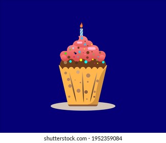 Birthday cake icon vector illustration. Happy birthday. Cake for birthday celebration